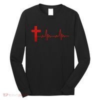 Faith Cross Heartbeat Pulse Long Sleeve Shirt thumb 0