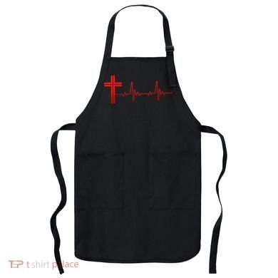 Faith Cross Heartbeat Pulse Apron