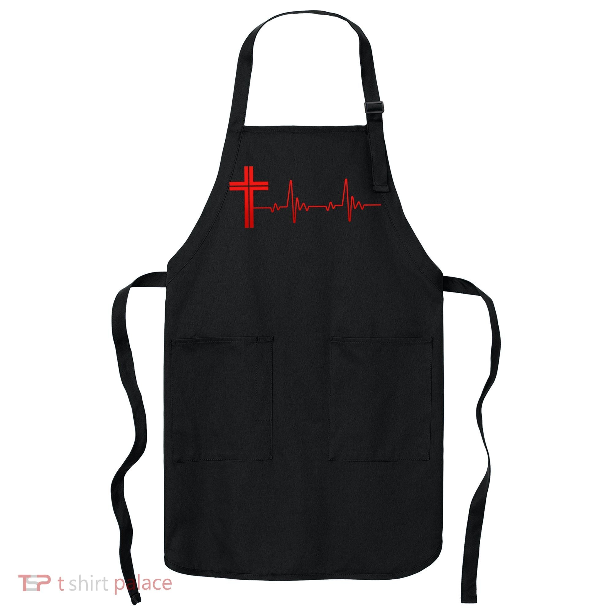 Faith Cross Heartbeat Pulse Apron