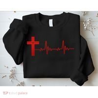 Faith Cross Heartbeat Pulse Sweatshirt thumb 2