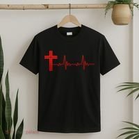 Faith Cross Heartbeat Pulse T-Shirt thumb 2