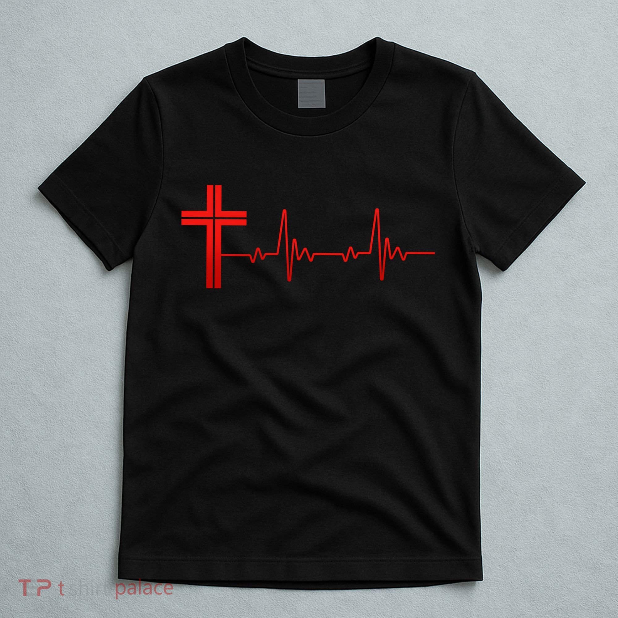 Faith Cross Heartbeat Pulse T-Shirt