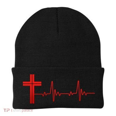 Faith Cross Heartbeat Pulse Beanie