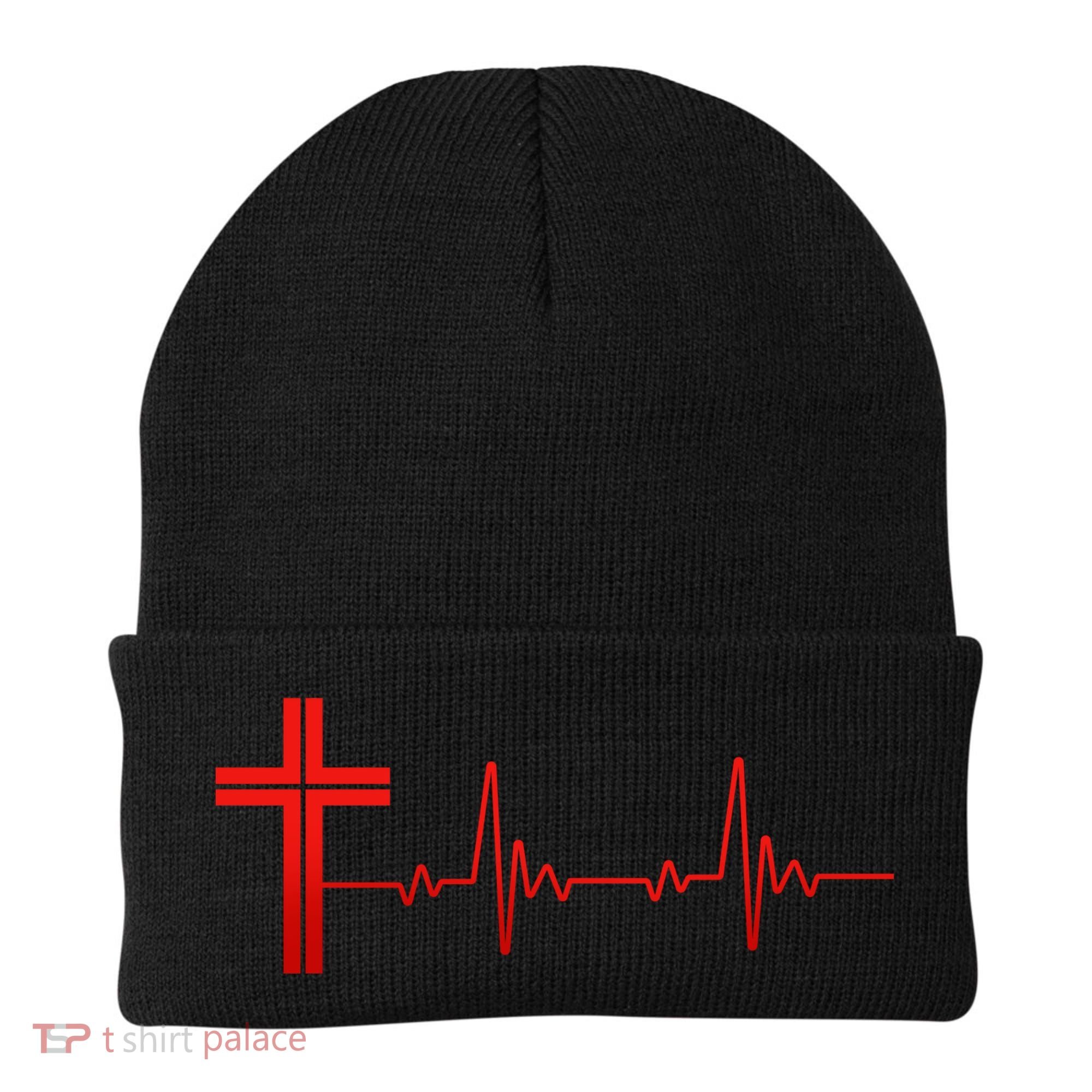 Faith Cross Heartbeat Pulse Beanie