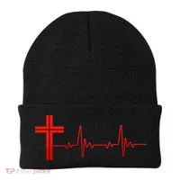Faith Cross Heartbeat Pulse Beanie thumb 0