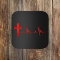 Faith Cross Heartbeat Pulse Coaster thumb 0