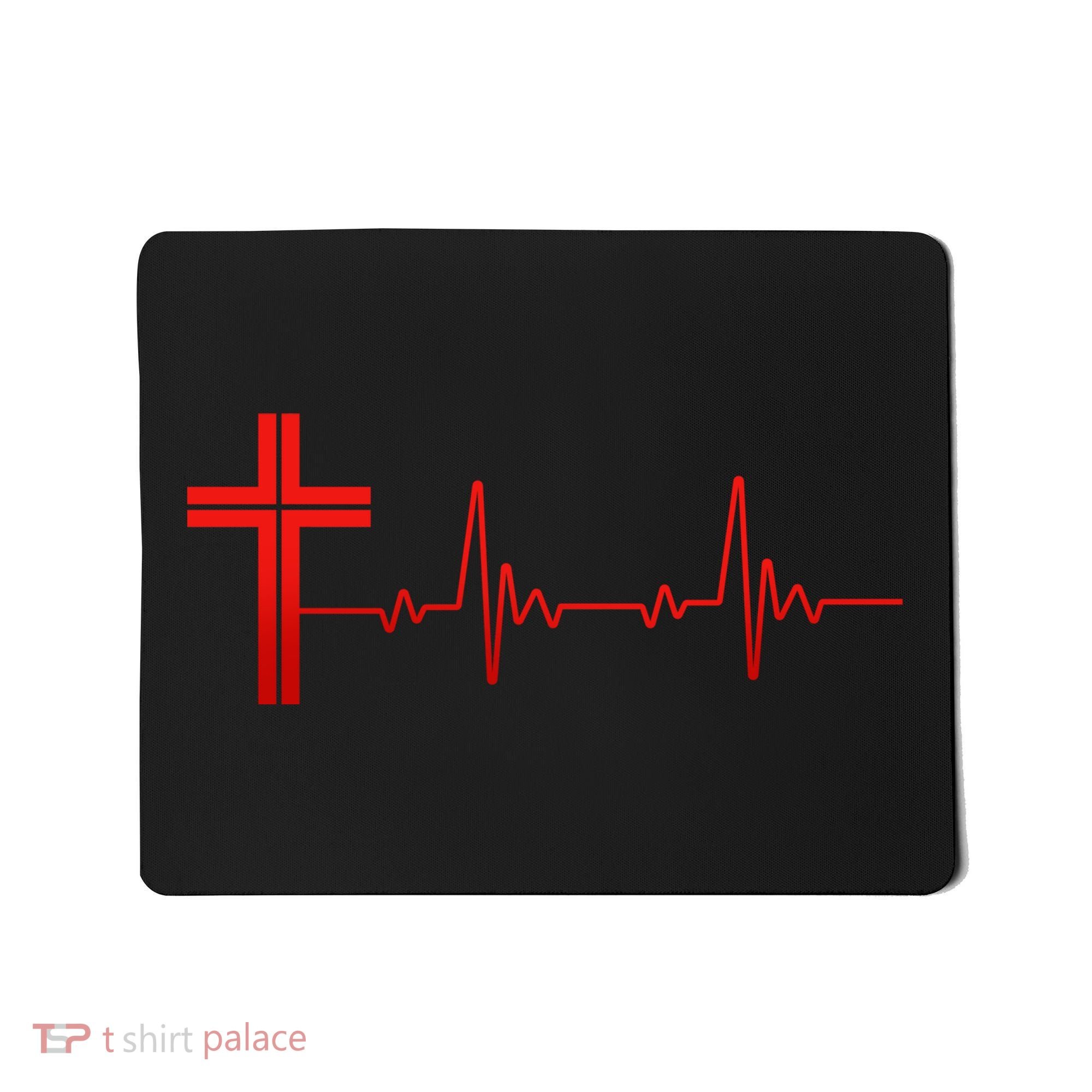 Faith Cross Heartbeat Pulse Mousepad