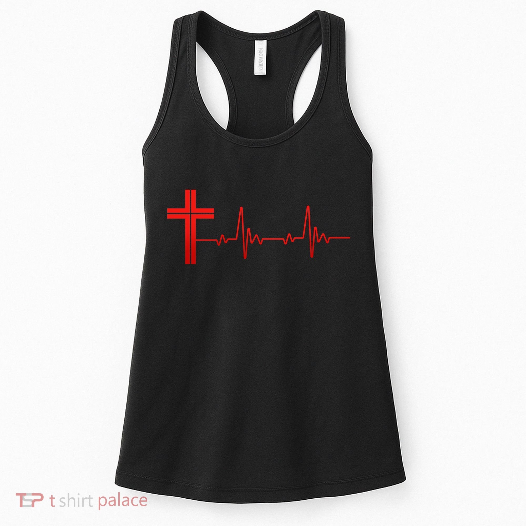 Faith Cross Heartbeat Pulse Women's Tank Top