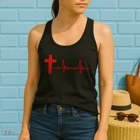 Faith Cross Heartbeat Pulse Women's Tank Top thumb 2