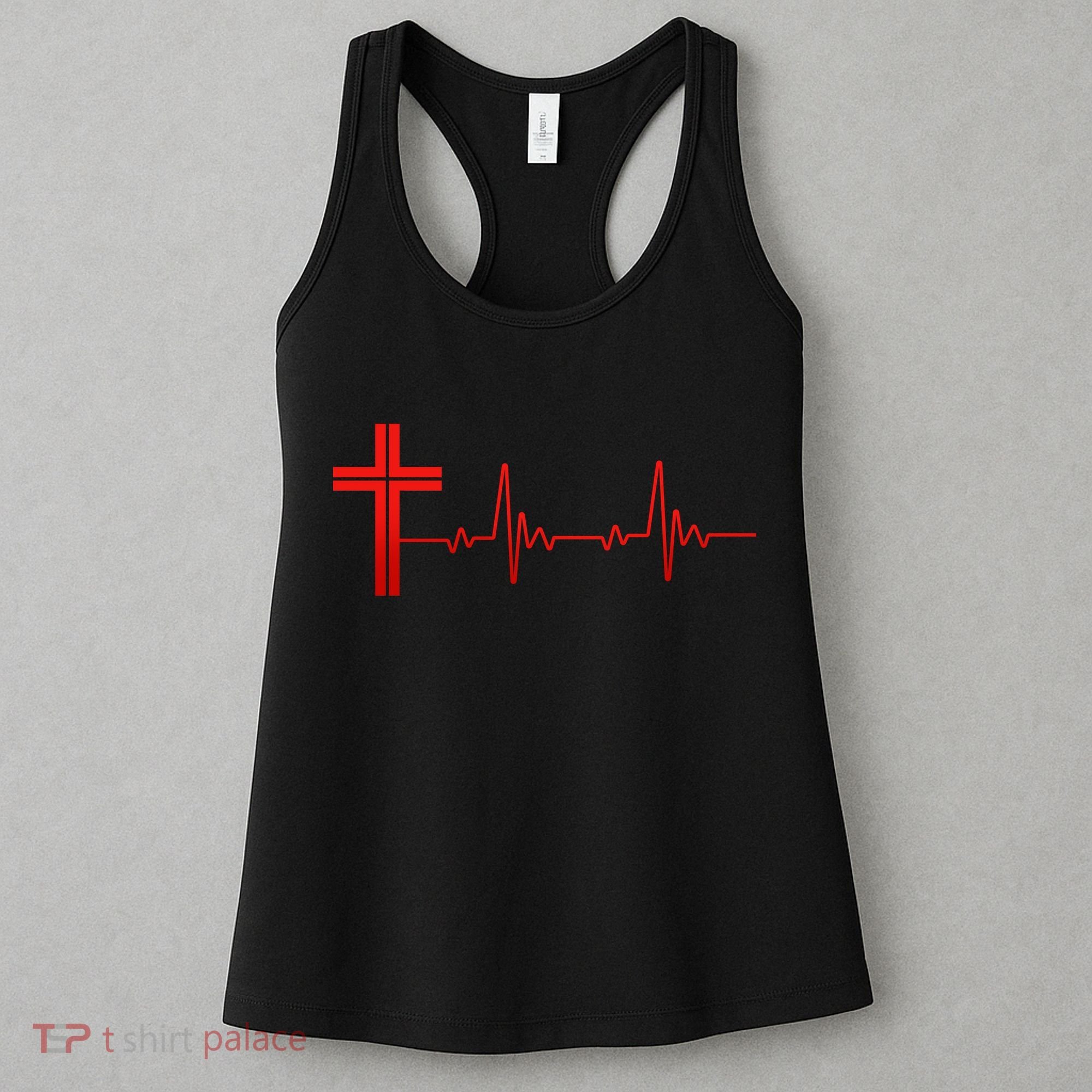Faith Cross Heartbeat Pulse Women's Tank Top