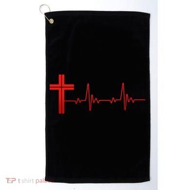 Faith Cross Heartbeat Pulse Golf Towel