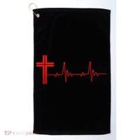 Faith Cross Heartbeat Pulse Golf Towel thumb 0