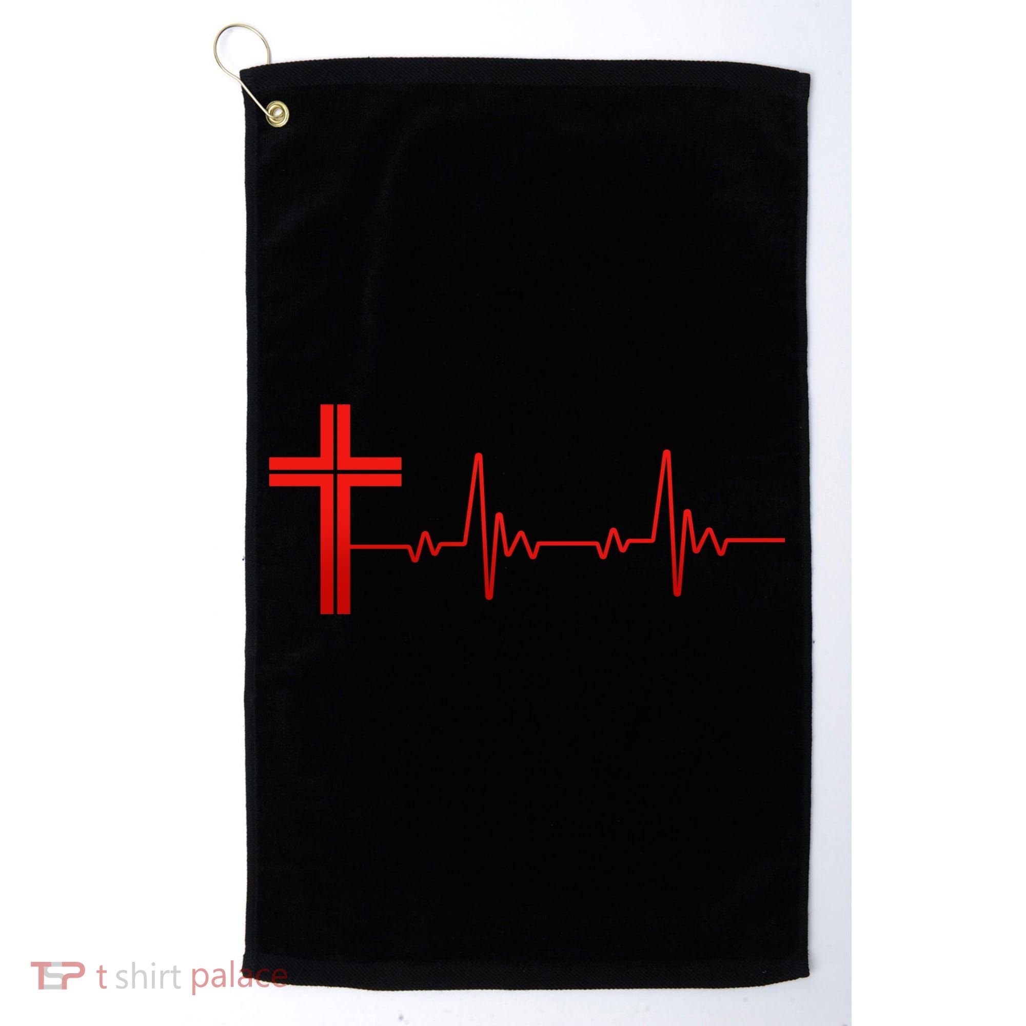 Faith Cross Heartbeat Pulse Golf Towel