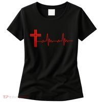 Faith Cross Heartbeat Pulse Women's T-Shirt thumb 0