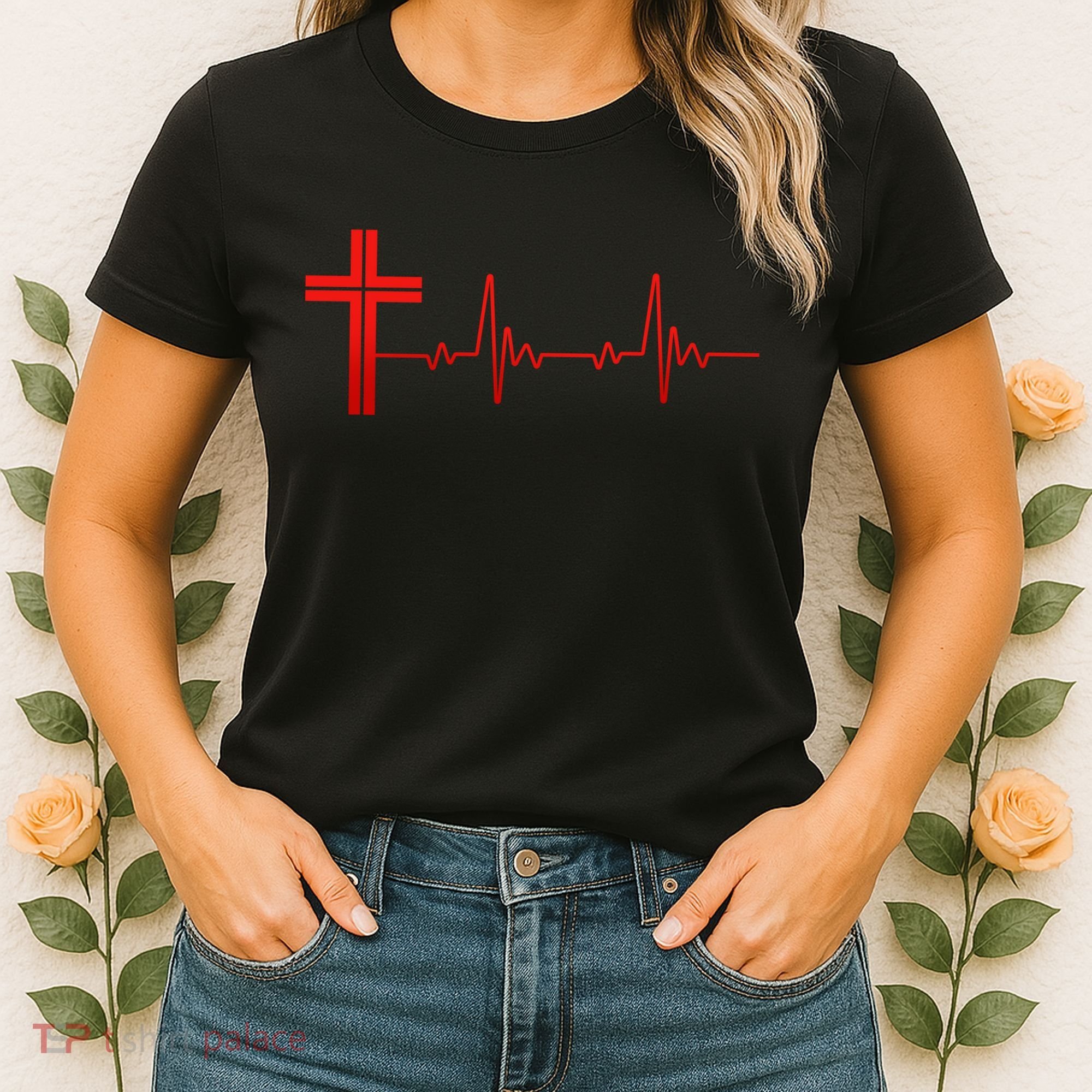 Faith Cross Heartbeat Pulse Women's T-Shirt