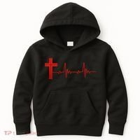 Faith Cross Heartbeat Pulse Kids Hoodie thumb 0