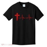 Faith Cross Heartbeat Pulse Kids T-Shirt thumb 0