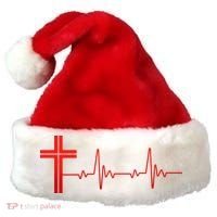 Faith Cross Heartbeat Pulse Santa Hat thumb 0