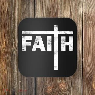 Faith Cross Logo Coaster
