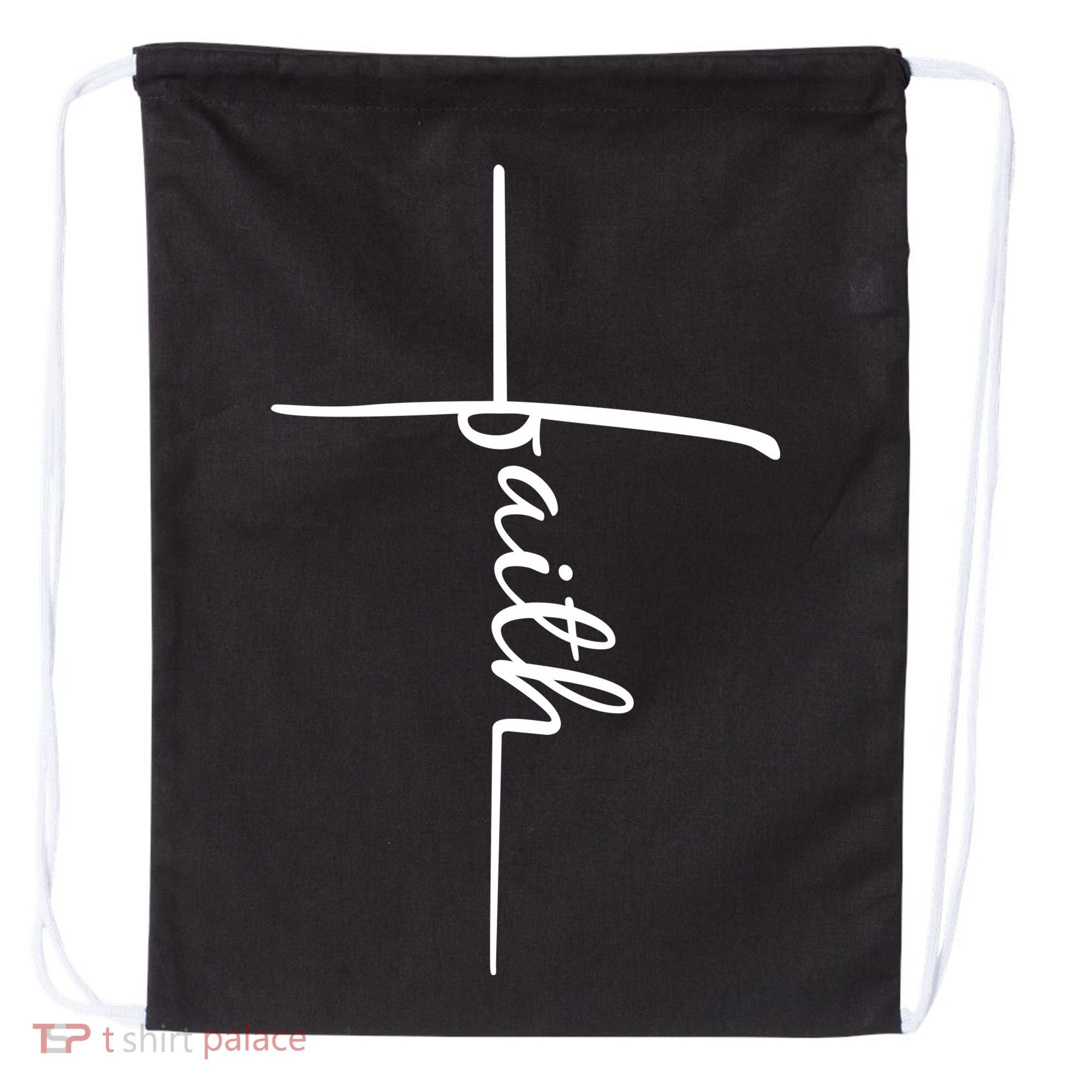Faith Cross Symbol Drawstring Bag