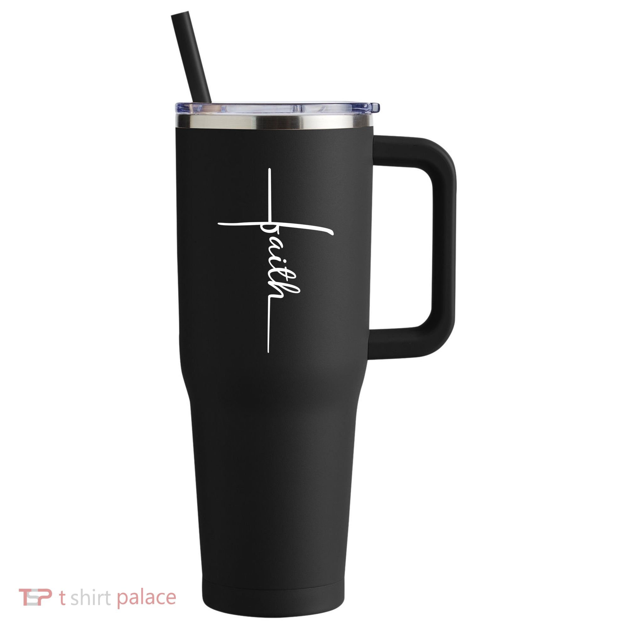 Faith Cross Symbol 40oz Vacuum Insulated Stainless Steel Travel Tumbler