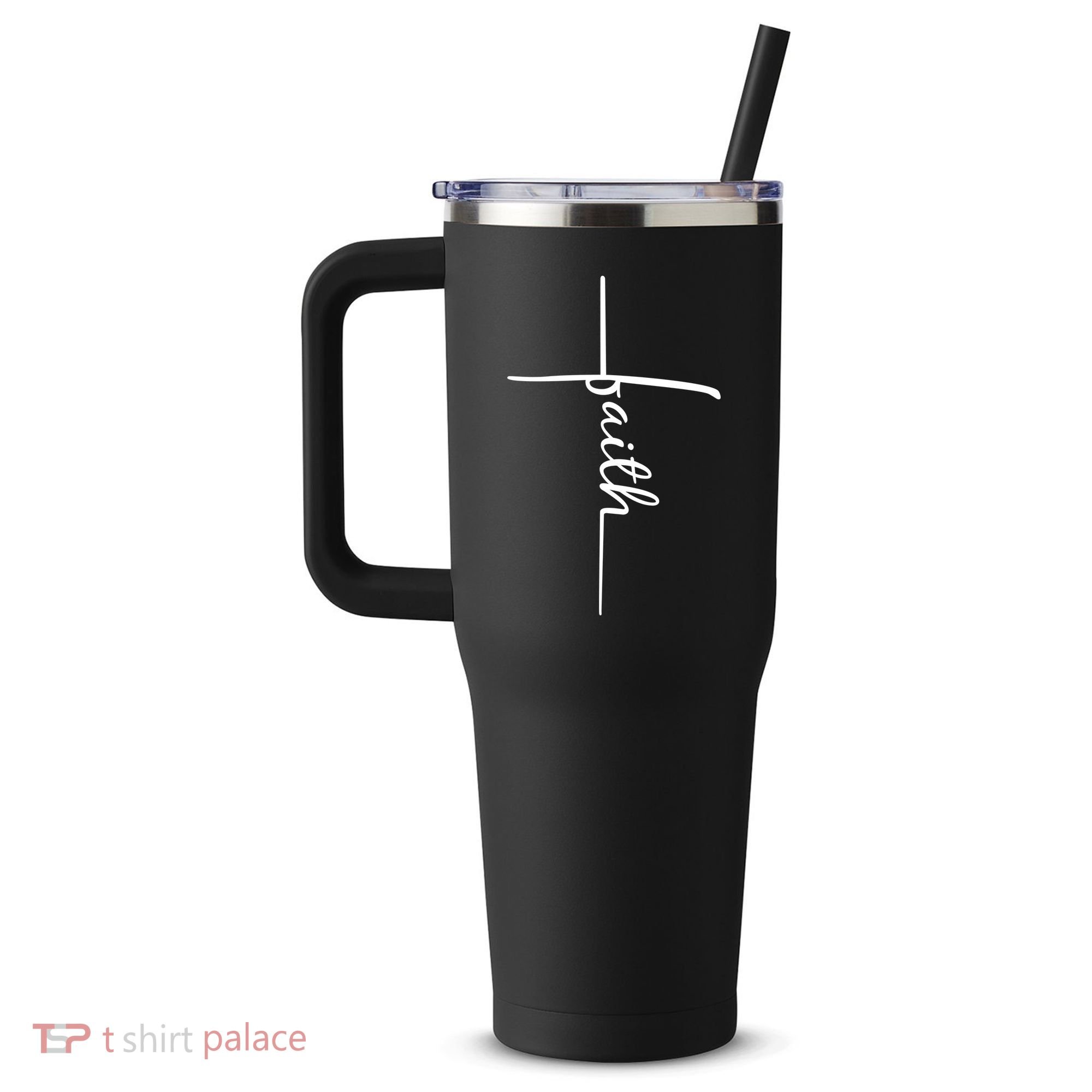 Faith Cross Symbol 40oz Vacuum Insulated Stainless Steel Travel Tumbler