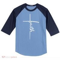Faith Cross Symbol Raglan Baseball Sleeve Shirt thumb 0