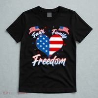 Faith Family Freedom USA American Flag Heart T-Shirt thumb 5