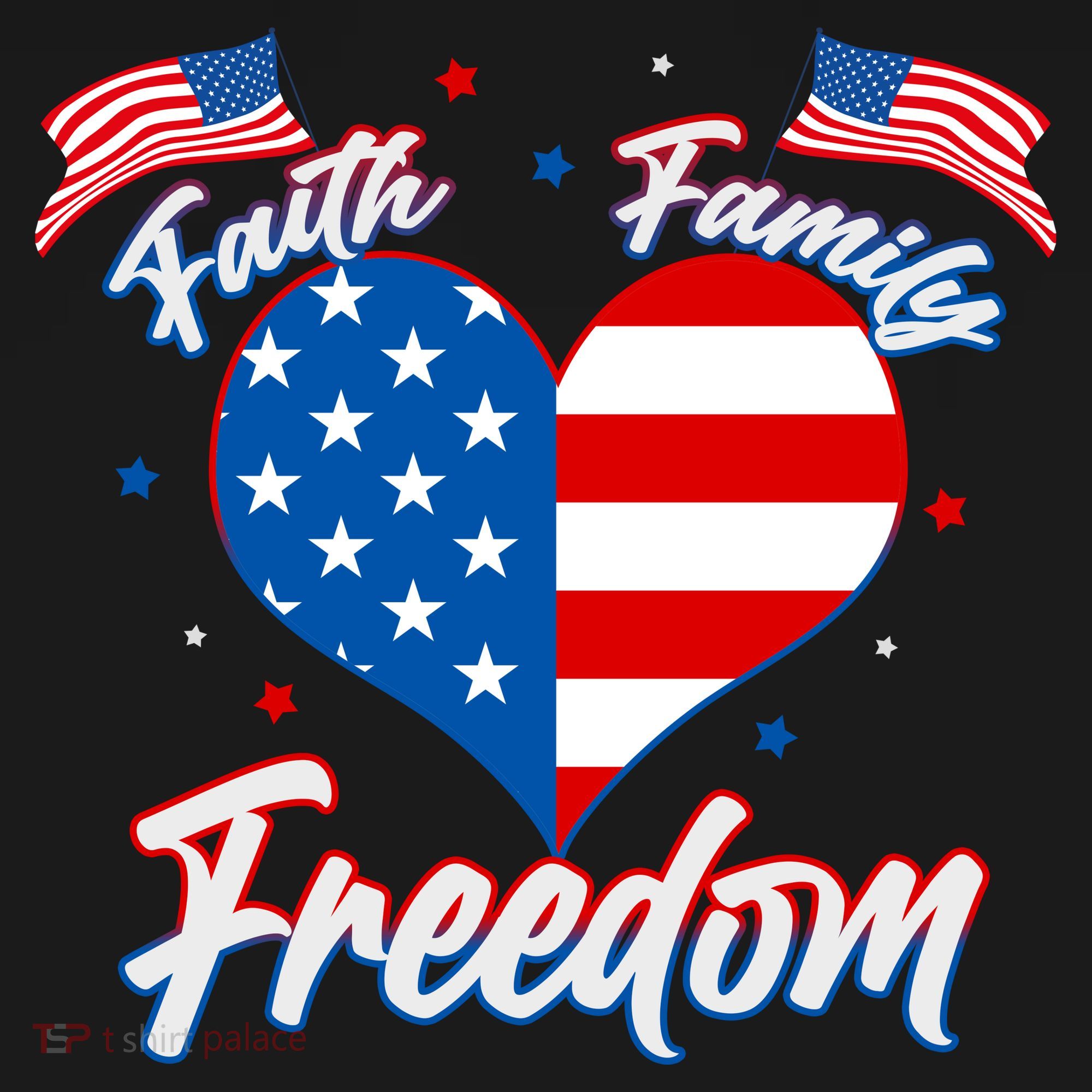 Faith Family Freedom USA American Flag Heart Women's Hoodie