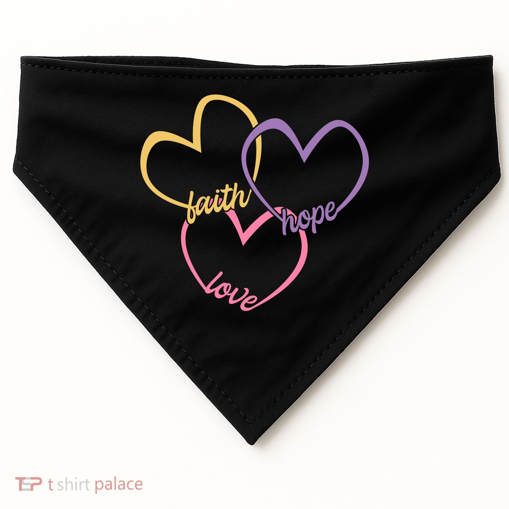 Faith Hope & Love Hearts USA-Made Doggie Bandana