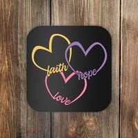 Faith Hope & Love Hearts Coaster thumb 0