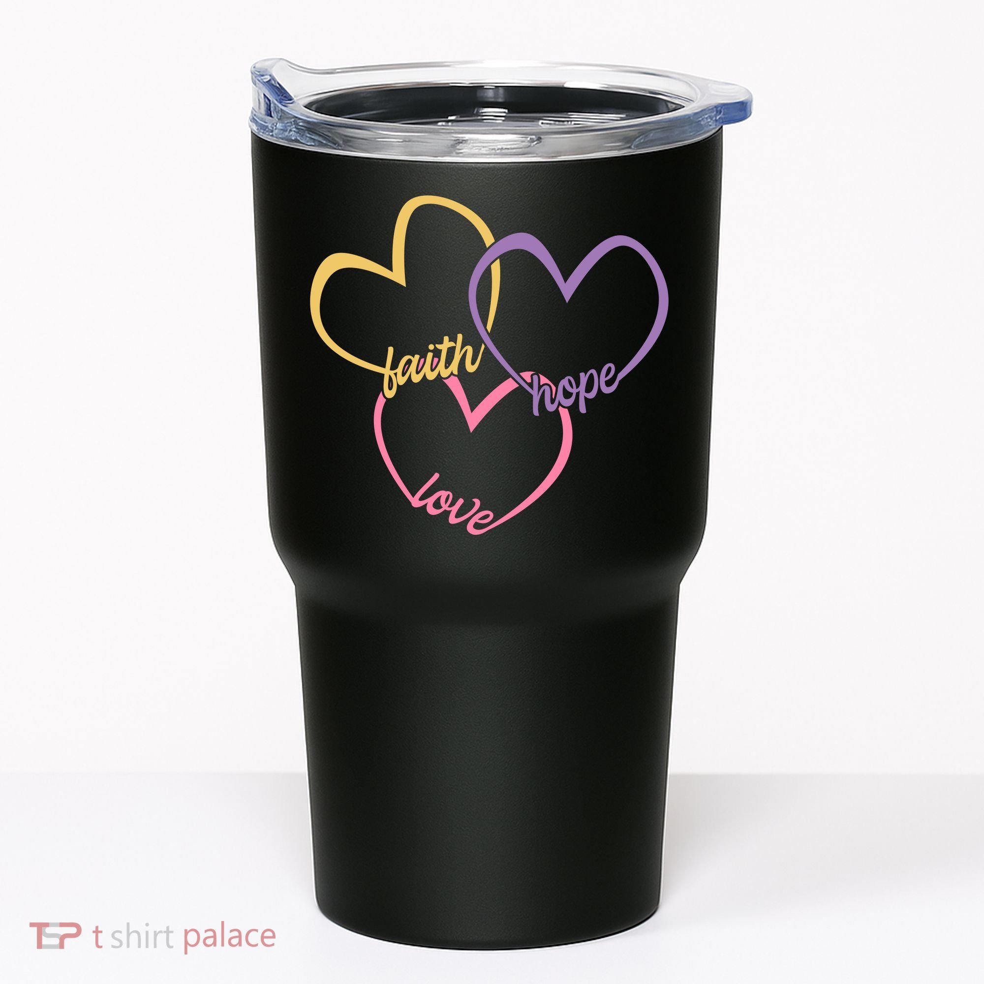 Faith Hope & Love Hearts Tumbler
