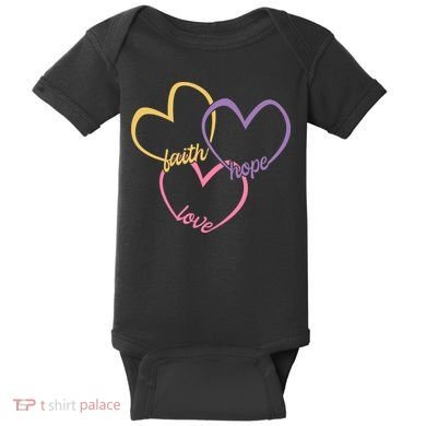 Faith Hope & Love Hearts Baby Bodysuit