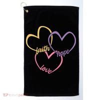 Faith Hope & Love Hearts Golf Towel thumb 0