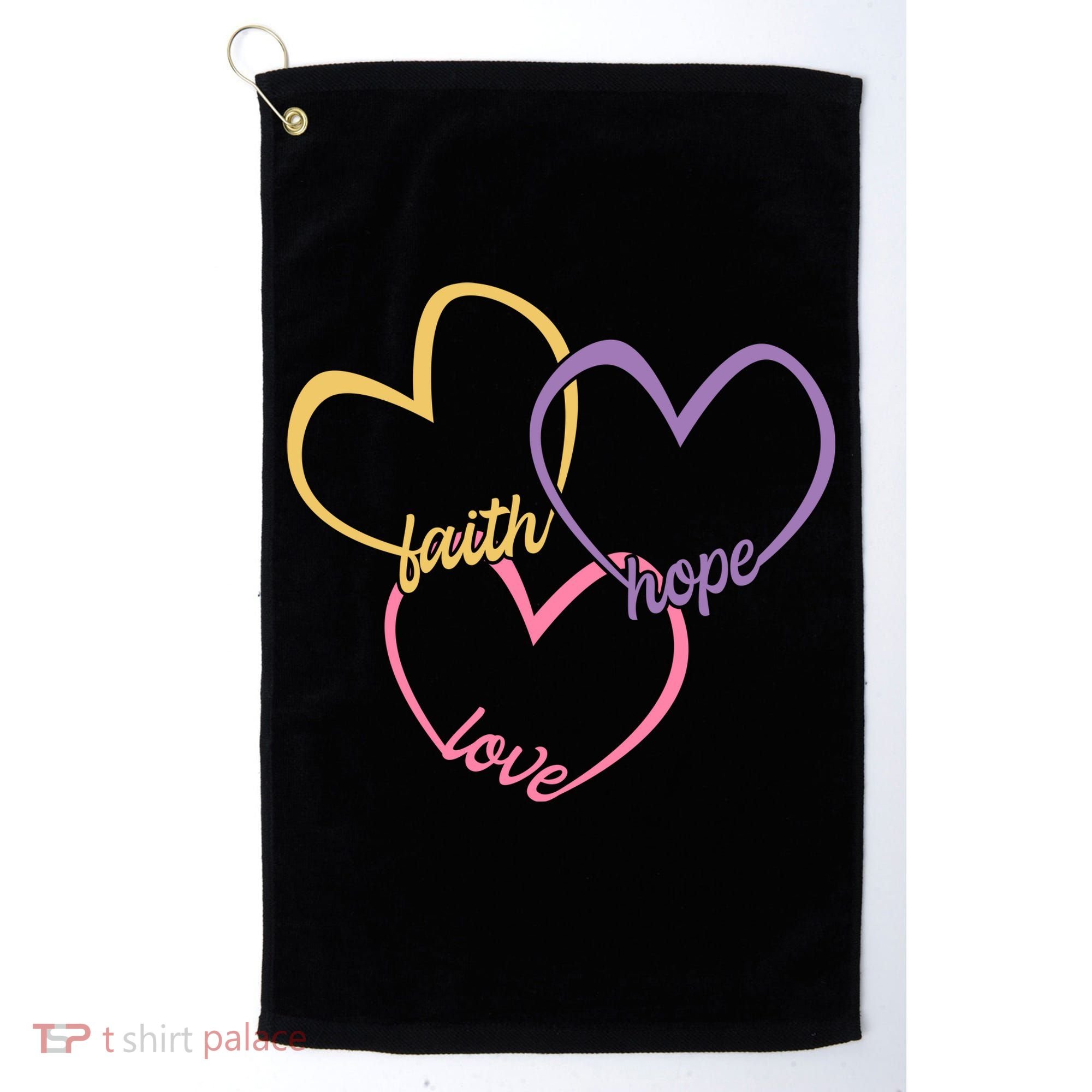 Faith Hope & Love Hearts Golf Towel