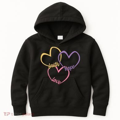 Faith Hope & Love Hearts Kids Hoodie
