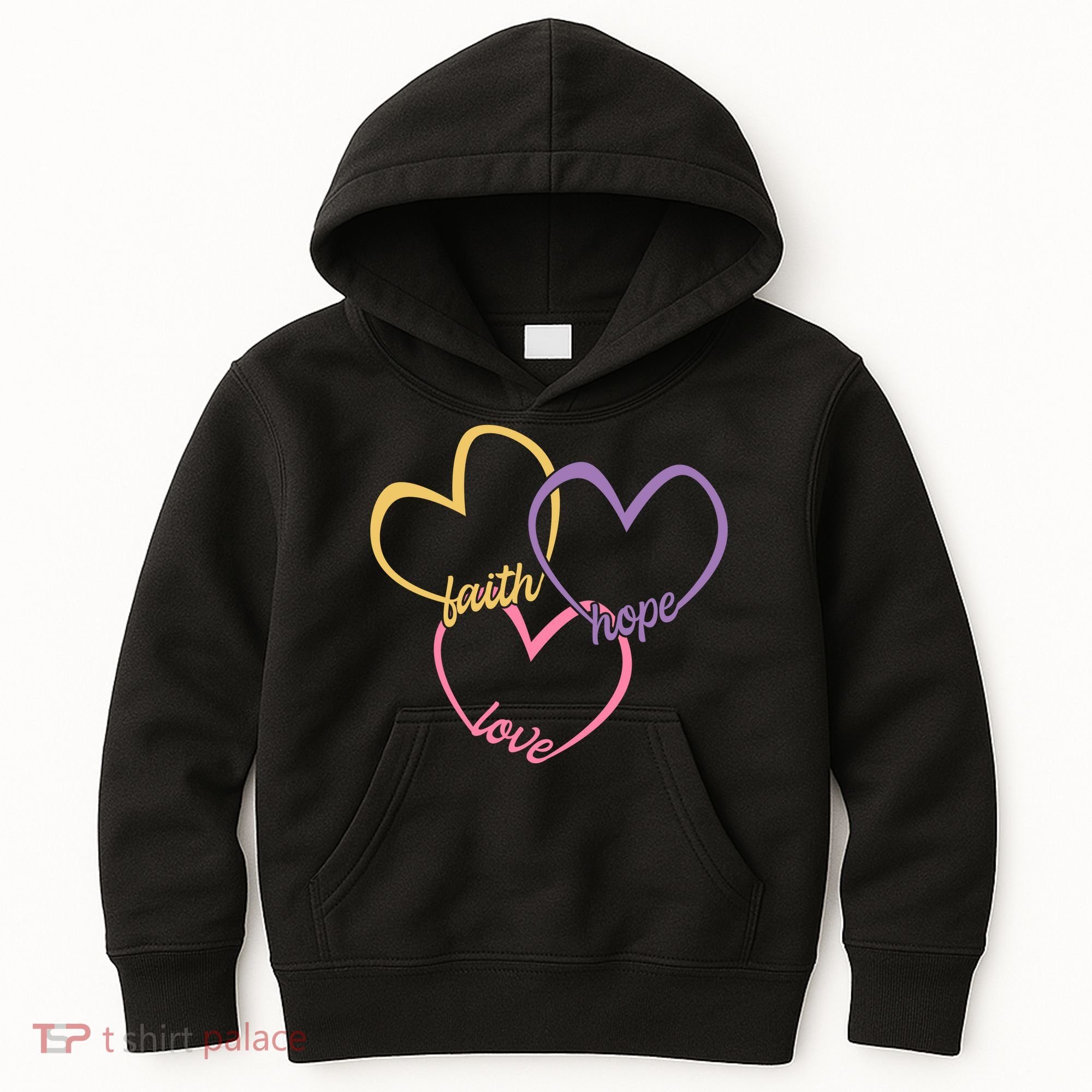 Faith Hope & Love Hearts Kids Hoodie