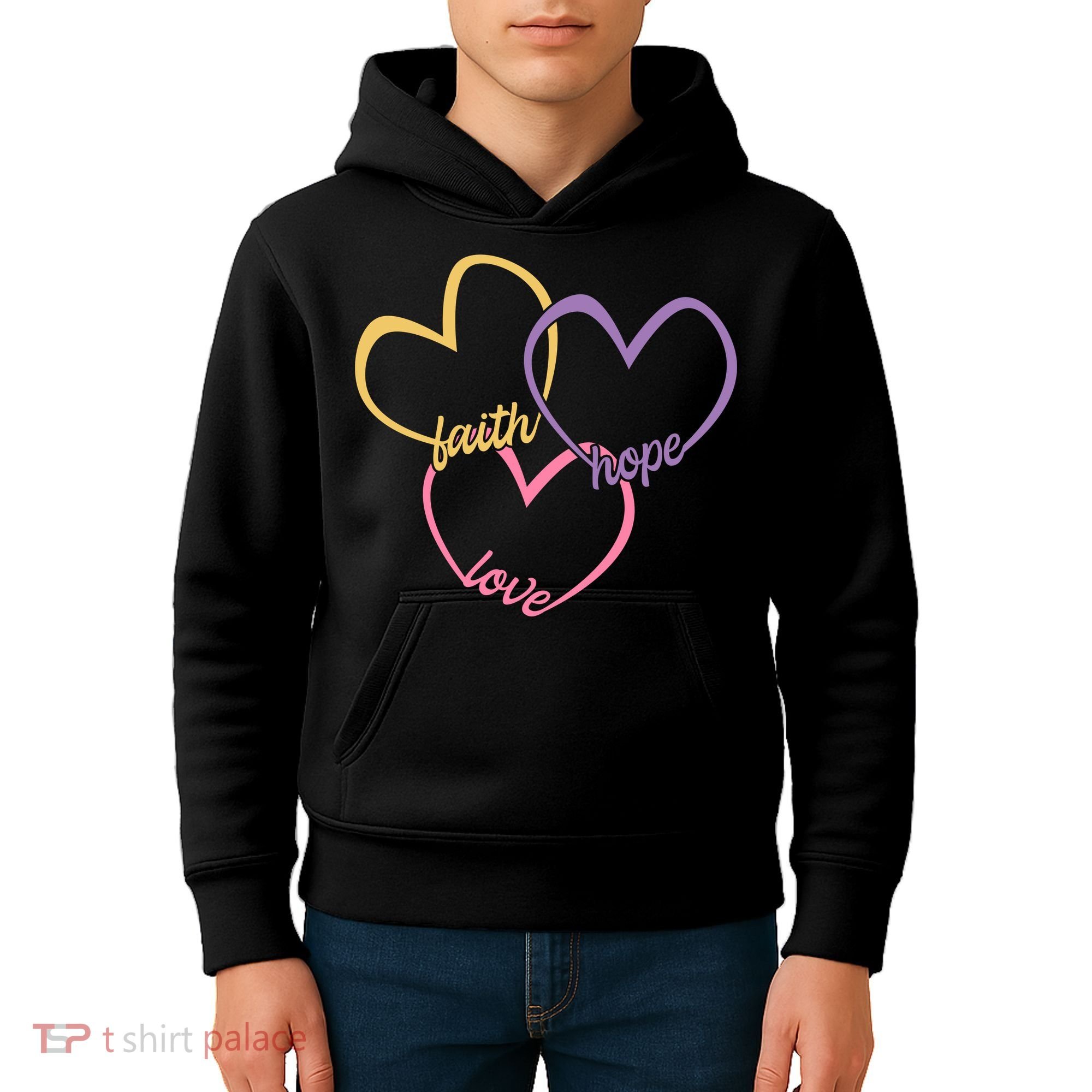 Faith Hope & Love Hearts Kids Hoodie