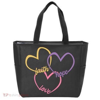 Faith Hope & Love Hearts Tote Bag