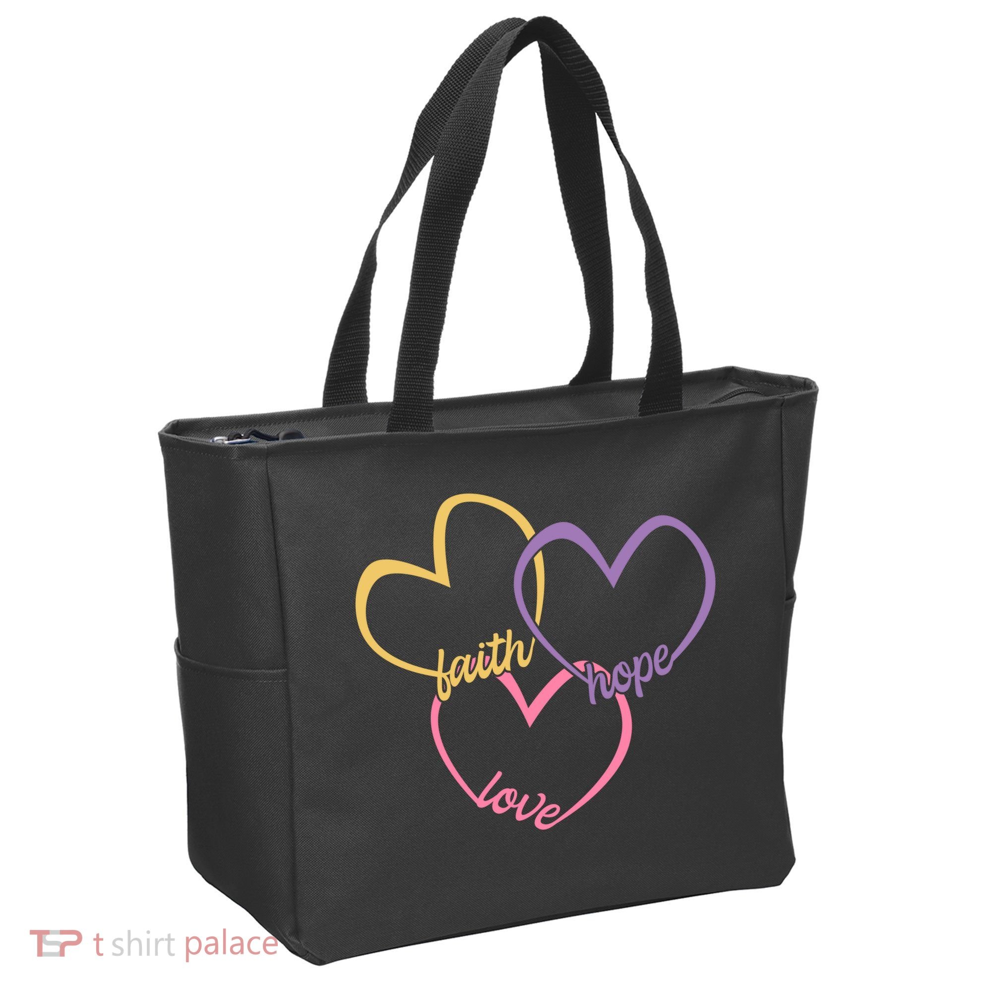 Faith Hope & Love Hearts Tote Bag