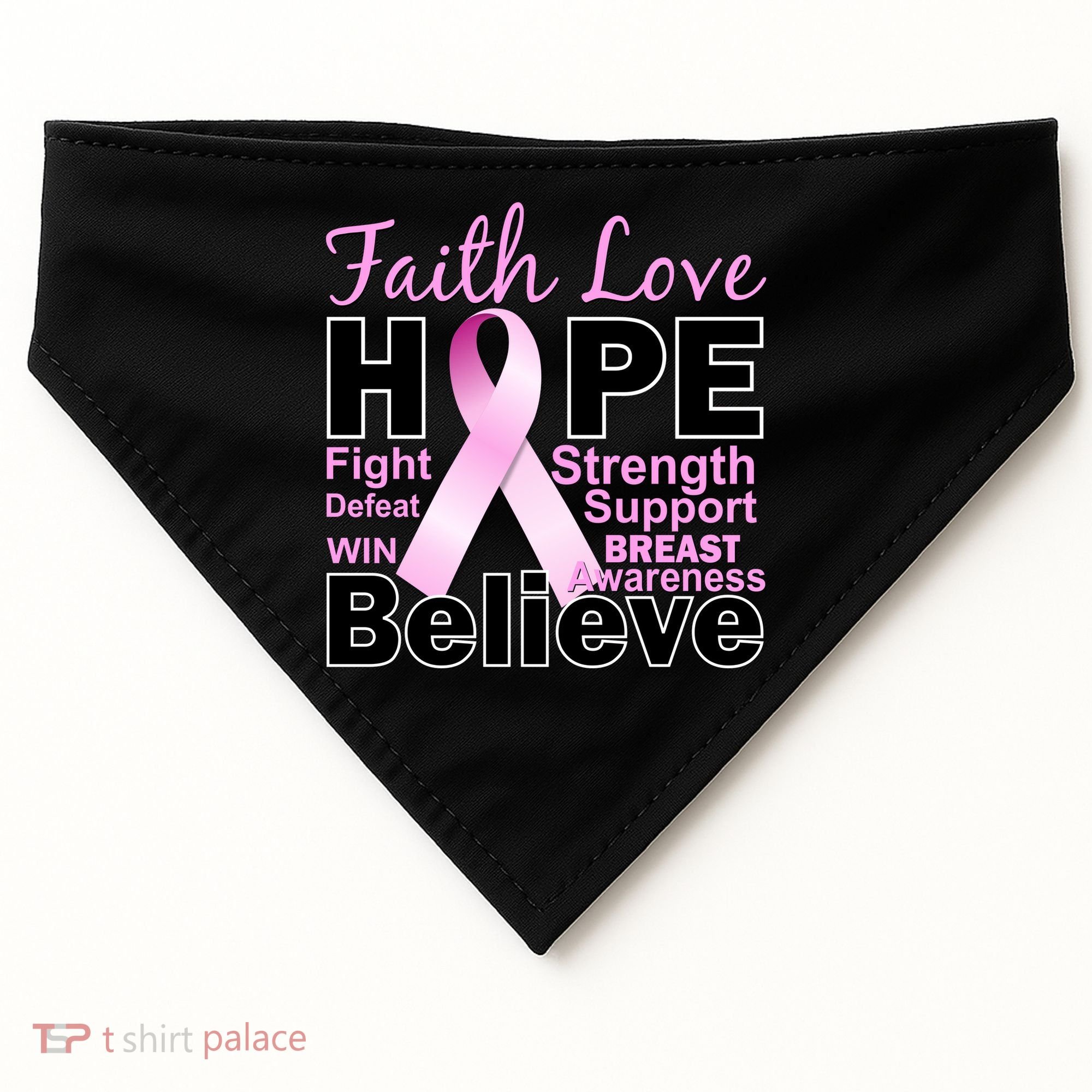 Faith Hope Breast Cancer Awareness USA-Made Doggie Bandana