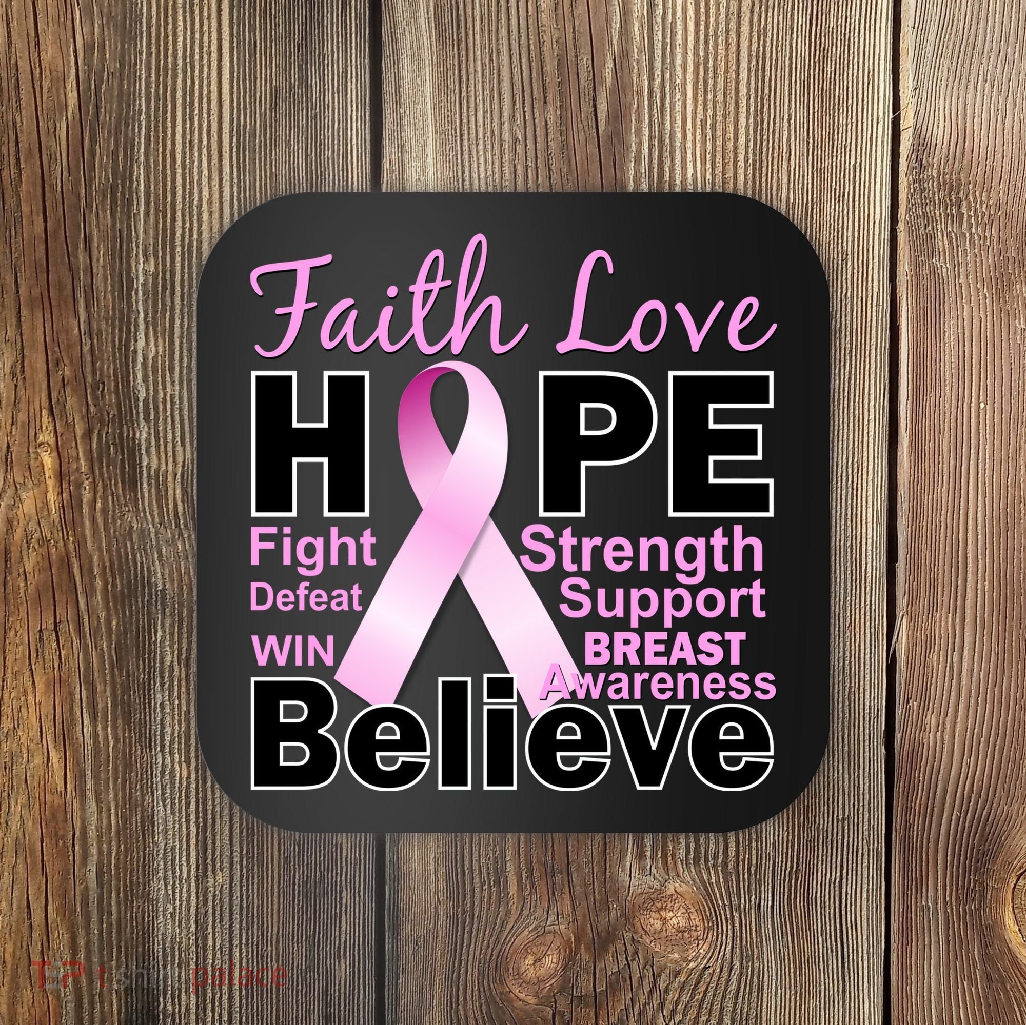 Faith Hope Breast Cancer Awareness Coaster
