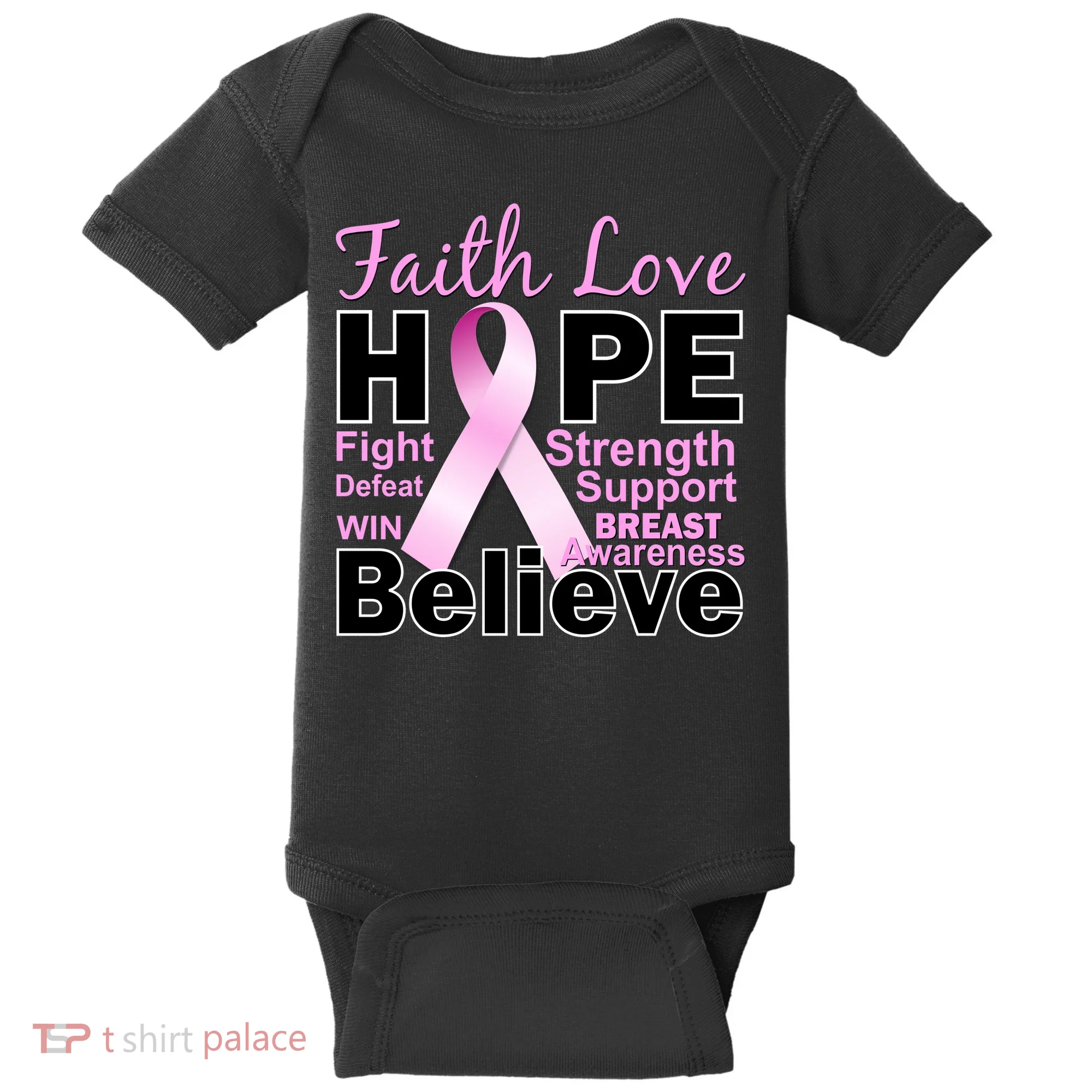 Faith Hope Breast Cancer Awareness Baby Bodysuit