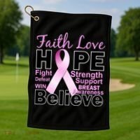 Faith Hope Breast Cancer Awareness Golf Towel thumb 1