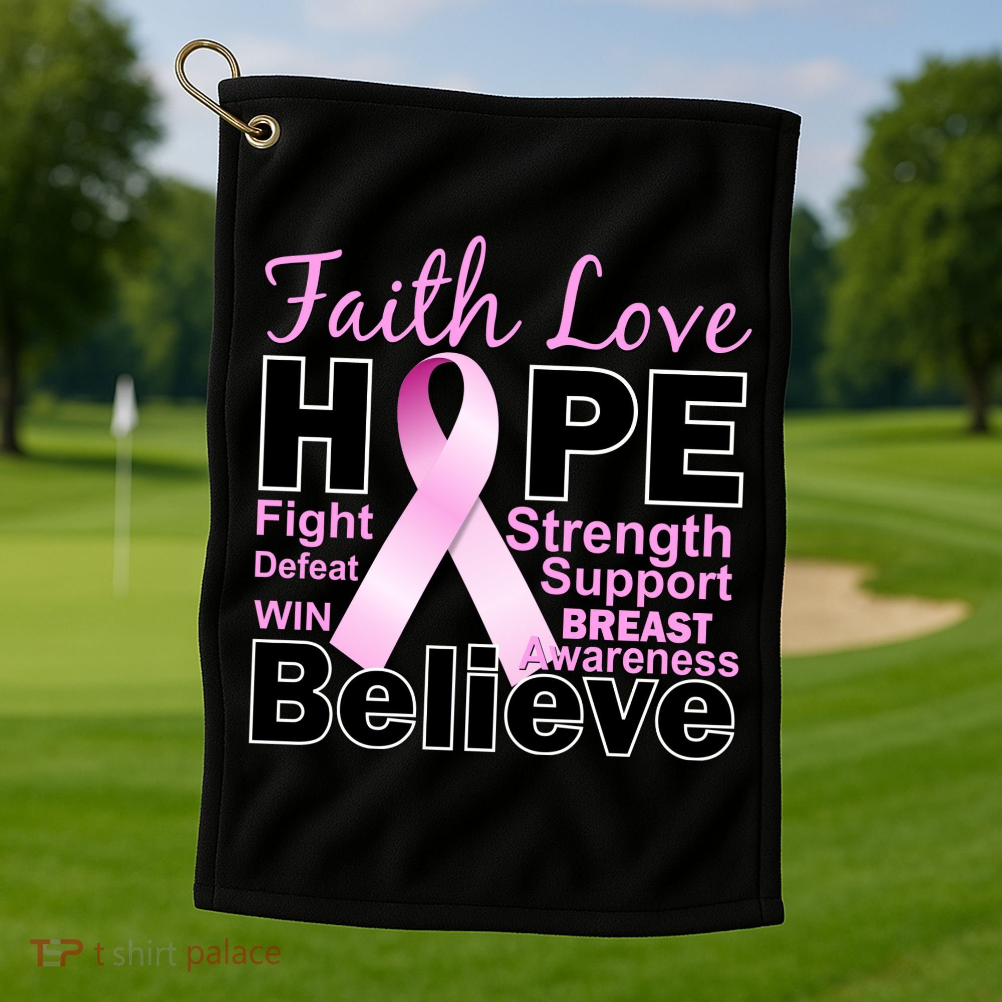Faith Hope Breast Cancer Awareness Golf Towel