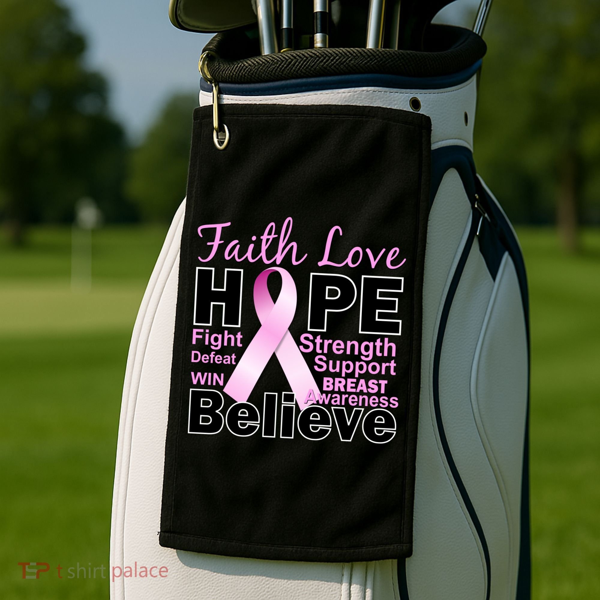 Faith Hope Breast Cancer Awareness Golf Towel