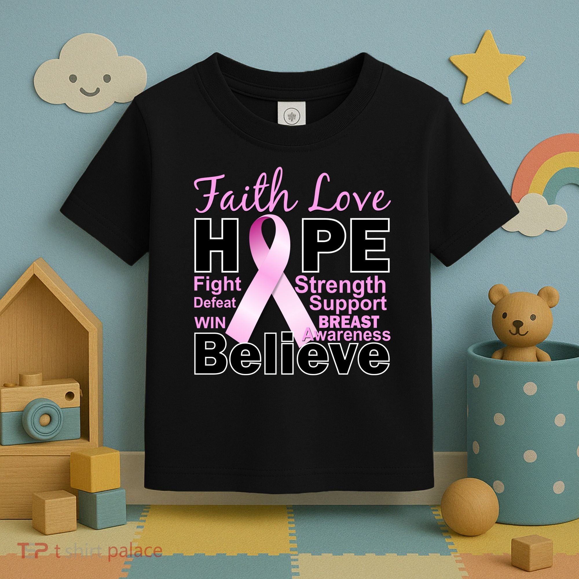 Faith Hope Breast Cancer Awareness Toddler T-Shirt