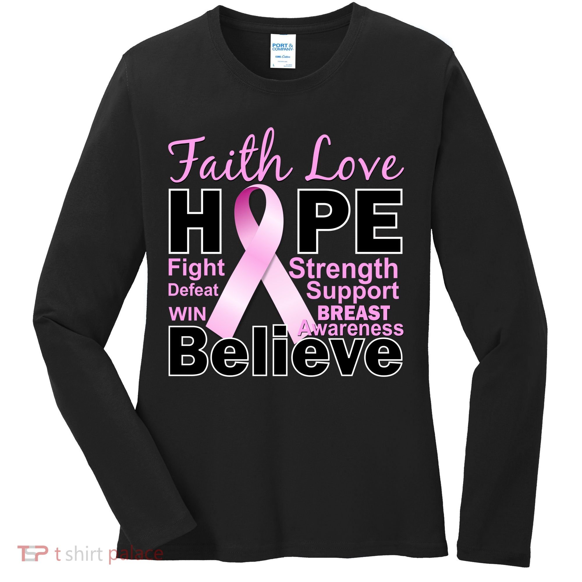 Faith Hope Breast Cancer Awareness Women's Long Sleeve Shirt