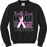 Faith Hope Breast Cancer Awareness Kids Sweatshirt thumb 0