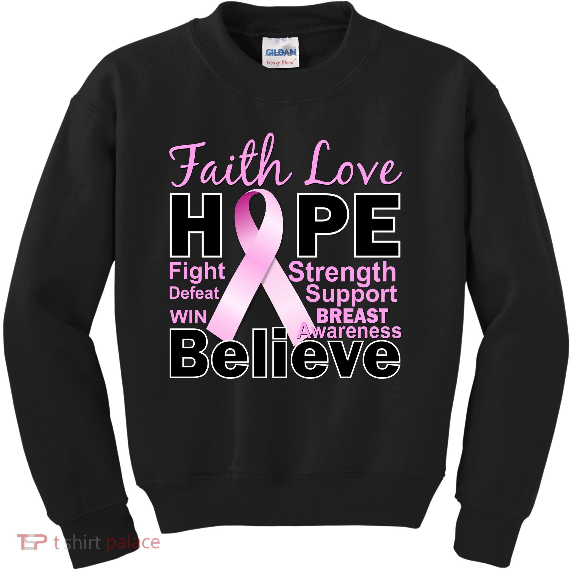 Faith Hope Breast Cancer Awareness Kids Sweatshirt